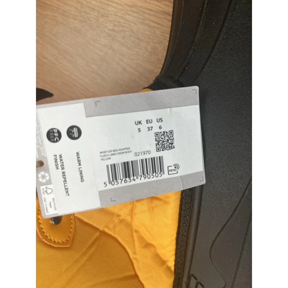 Mountain Warehouse Whistler Adaptive Snow Boots, Yellow, Big Kids Size‎ 6 NEW